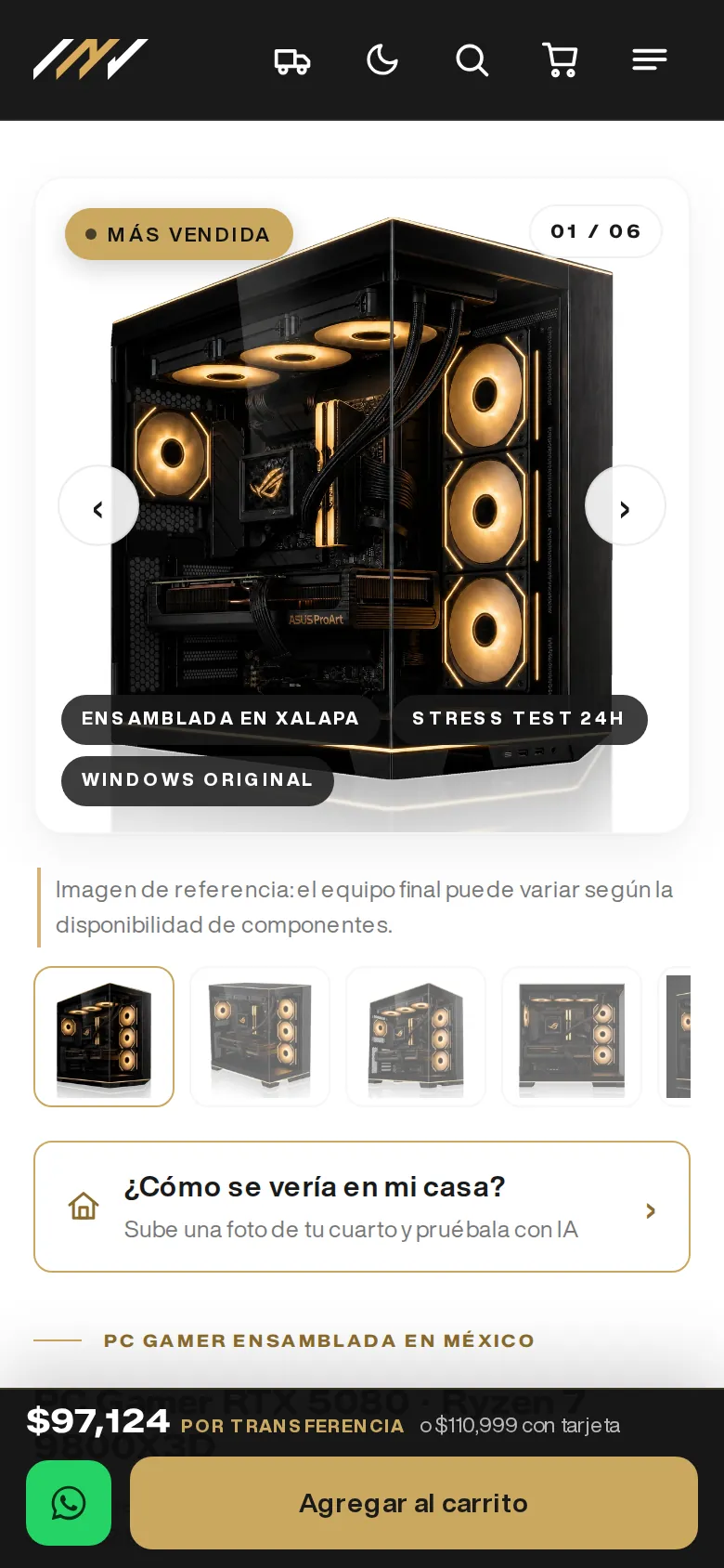 Ficha de producto de Invictus PC en celular
